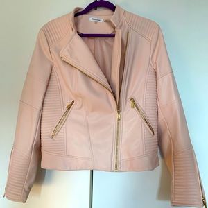 Calvin Klein Pink Leather Moto Jacket